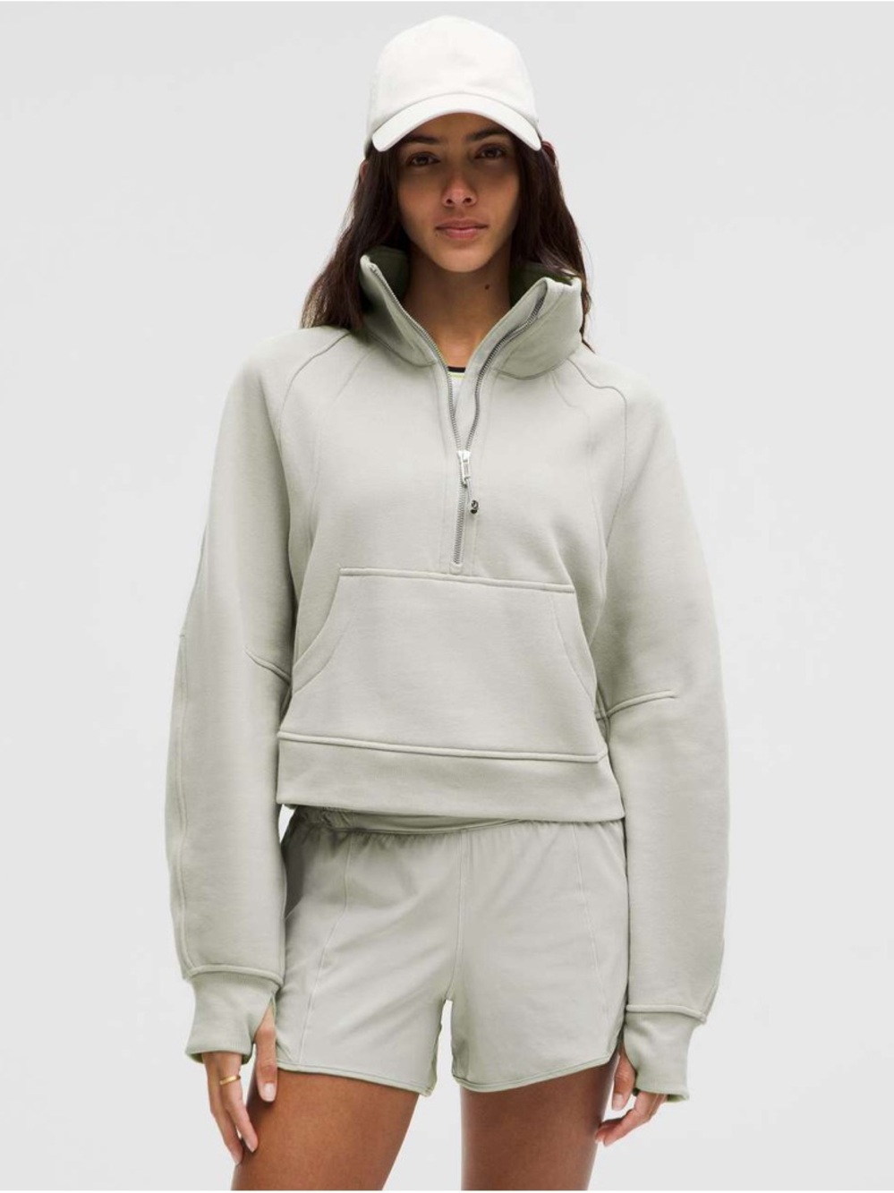 Lululemon Scuba Oversized Funnel-Neck Half Zip in Jade Grey, xs/s